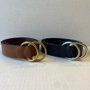 GAP Women's Genuine Leather Belt Brown / Black Double Ring Size Medium